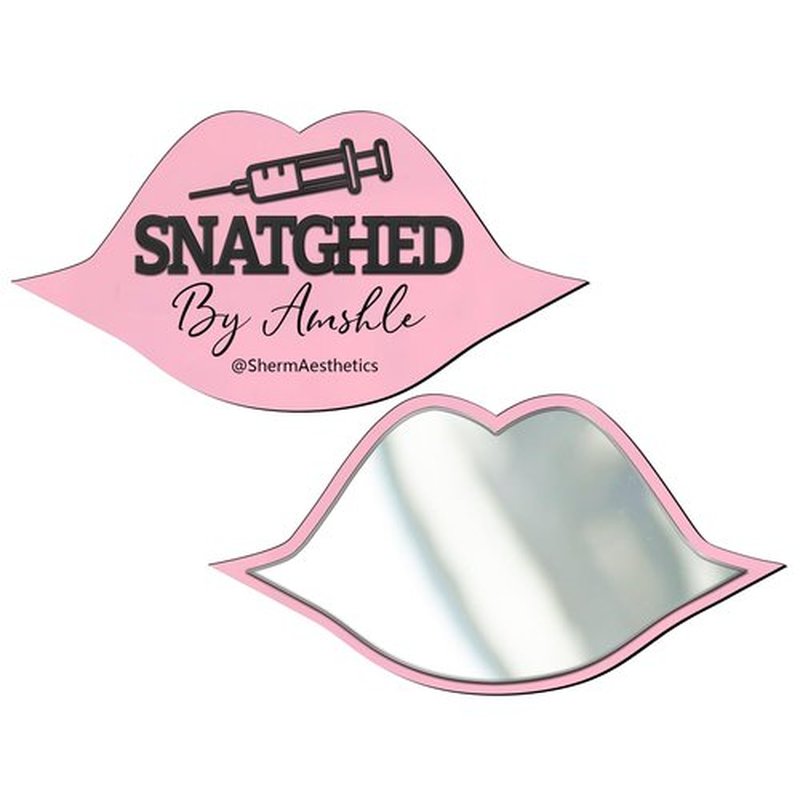 Personalized Acrylic Lip Shape Handheld Prop Mirror Custom Name Lip Filler Technician Prop for Social Media Information Beauty Room Prop Decor Salon Prop Decor Makeup Photo Prop,B2-Lip