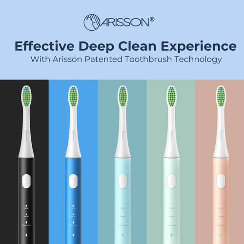 ARISSON Sonic Electric Toothbrush for Adults and Kids, 40,000 VPM Power Toothbrush, 1.5H Fast Charge Ultrasonic Electric Toothbrushes with 2 Minutes Smart Timer, White on Jet Stream