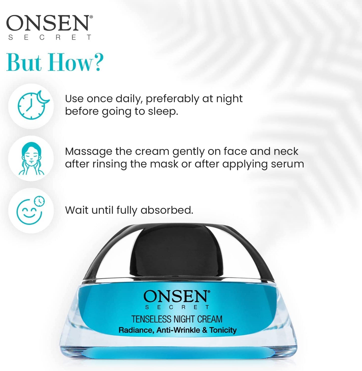 Onsen Secret Wrinkle Repair Tenseless Night Face Cream - Dermatologist Recommended Anti-Wrinkle, Radiance and Tonicity Cream - Anti Aging Ultra Boost Facial Cream for Dry Skin & Age Spots 50ml