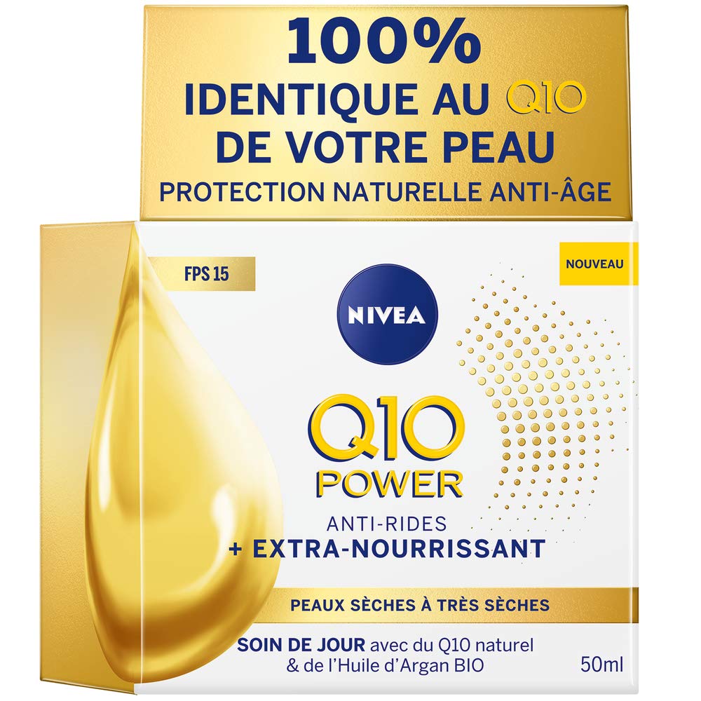 NIVEA Q10 Nourishing Daily Face Cream for Mature and Dry Skin, Formulated with Coenzyme Q10 and Conditioning Natural Oils to Improve Skin Smoothness, Comfort, and Long-Lasting Moisture, 50 ml