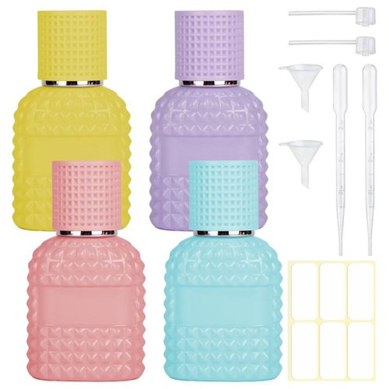 Gsteng Refillable Spray Perfume Bottles, Clear Thick Glass Empty Perfume Bottle, Gold&Silver Perfume Atomizer,Travel Cologne Sprayer Bottles. (Colourful, 1 Ounces)