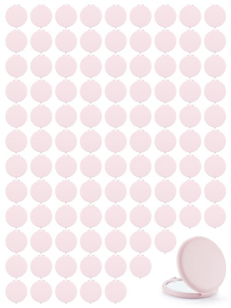 Getinbulk Compact Mirror Bulk, Set of 100 Double-Sided 1X/2X Magnifying Metal Pocket Makeup Mirrors(Round, Pink Marshmallow)