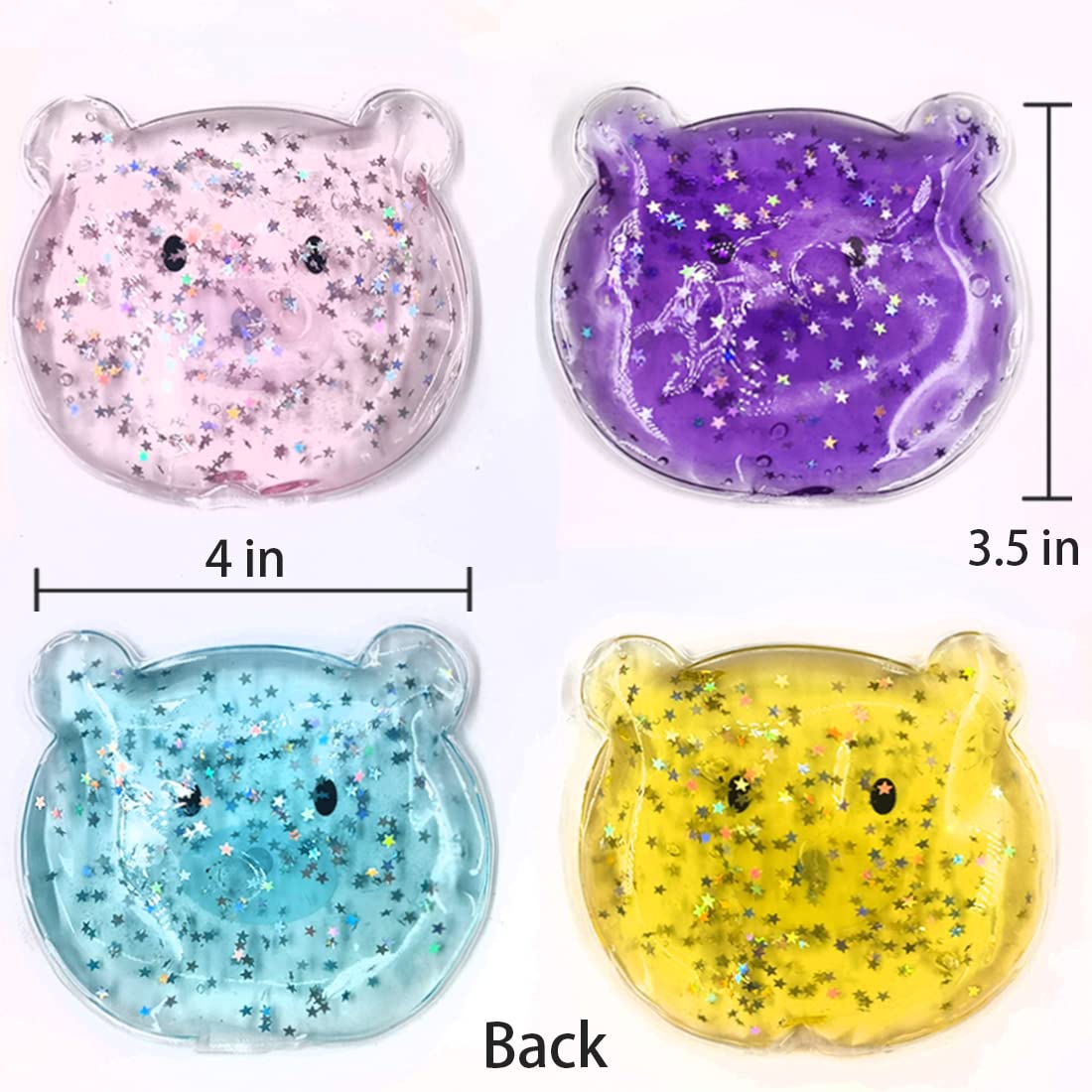 Boo Boo Hot Cold Ice Packs for Pain Relief, Lunch Bags Ice Packs, Reusable Gel Ice Pack for Kids Injuries, Fever, Wisdom Teeth, Tired Eyes, Headaches (4 Bear Gel Ice Packs)
