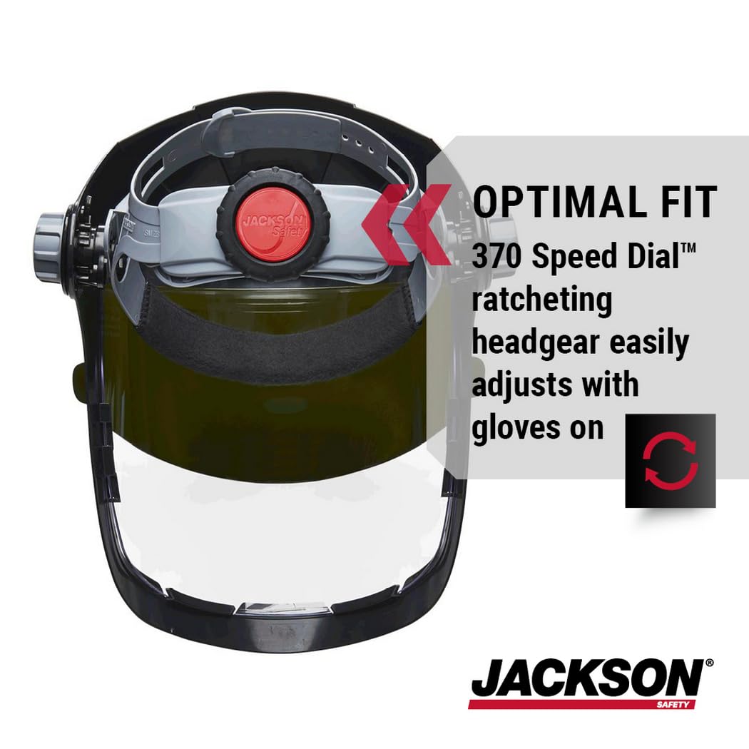 Jackson Safety QUAD 500 Series Face Shield - Clear Anti-Fog Window with Chin & Side Guard Protection - ANSI Z87.1 + High Impact & OSHA Compliant - (Available in Multiple Styles & Headgear Options)