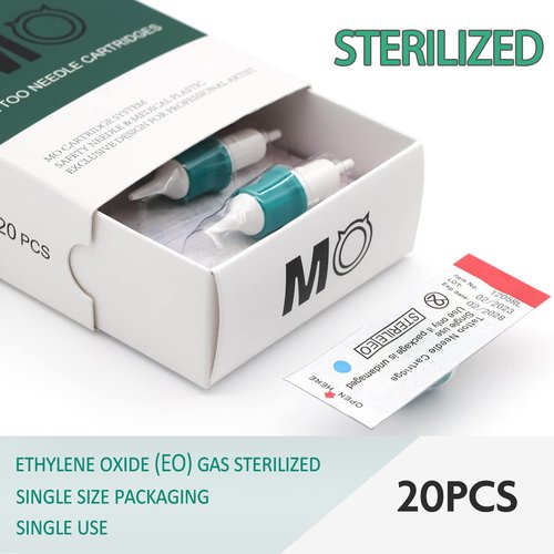 MO MOLONG Tattoo Cartridge Needles 20Pcs Professional MO Cartridges Membrane Tattoo Cartridges with Finger Ledge Round Shader 9 Diameter 0.35mm (1209RS)