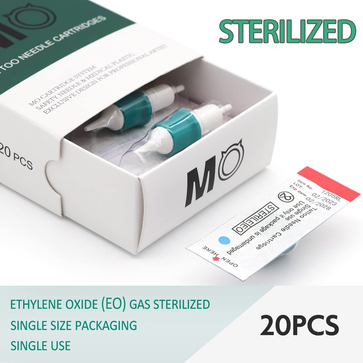 MO MOLONG Tattoo Cartridge Needles 20Pcs Professional MO Cartridges Membrane Tattoo Cartridges with Finger Ledge Bugpin Round Liner 9 Diameter 0.30mm (1009RL)