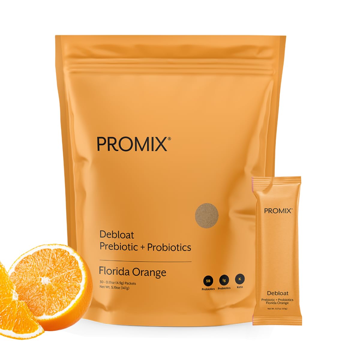 ProMix Nutrition Debloat Prebiotics & Probiotics, Florida Orange - 30ct
