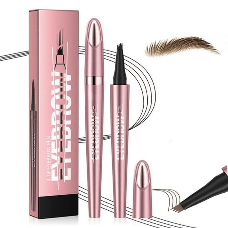 Upgrade Eyebrow Pen, 2024 New Waterproof Microblading Eyebrow Pencil Contouring Pen with 4 Tip Eye Brow Pen, Natural Makeup Fine Stroke Magic Eyebrow Pencil Stay on All Day (Dark Brown)
