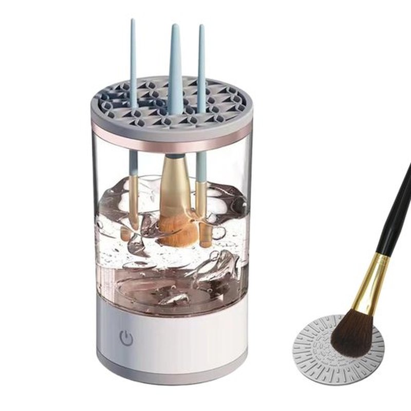 Beauty Swirl Cosmetic Brush Cleaner, The Cozy Luna Brush Cleaner, Thecozyluna Beautyswirl - Cosmetic Brush Cleaner, Automatic Spinning Cozy Luna Makeup Brush Cleaner Deep Cleaning (Transparent)