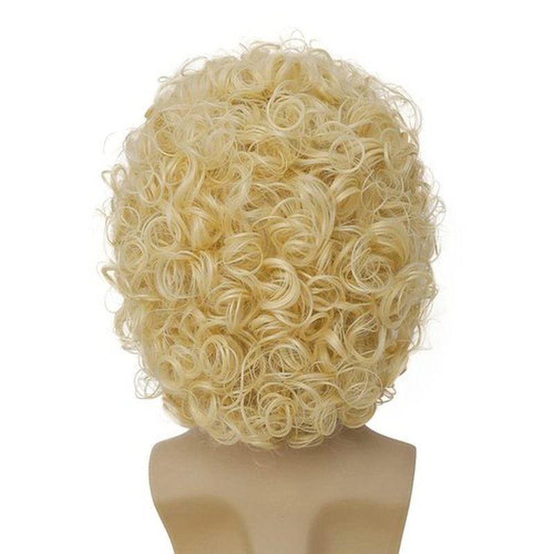 Dai Cloud Mens Curly Light Blonde Afro Wig Short Fluffy Rocker Wigs Cosplay Costume Daily Hair Wig for Male Guys