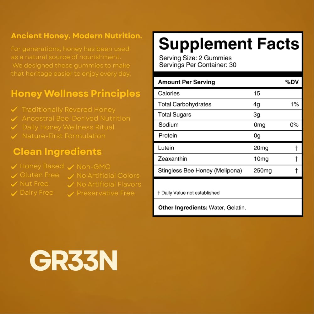 Gr33n Jimerito Honey Gummies | Vision and Eye Health Gummies | Optimal Vision | Lutein Plus Zeaxanthan
