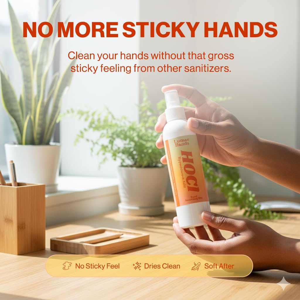 HOCl Hand Sanitizing Mist Spray – Hypochlorous Acid Hand Sanitizer Spray, Alcohol-Free Gentle Hand Mist, Unscented Non-Toxic Travel Size Bottle for Hands & Skin, Natural Hands Sanitizer – 8 Fl Oz
