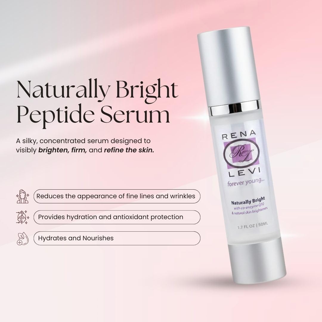 Rena Levi Naturally Bright Peptide Serum with co-enzyme Q10 Natural Skin Brightener, 1.7 Ounce