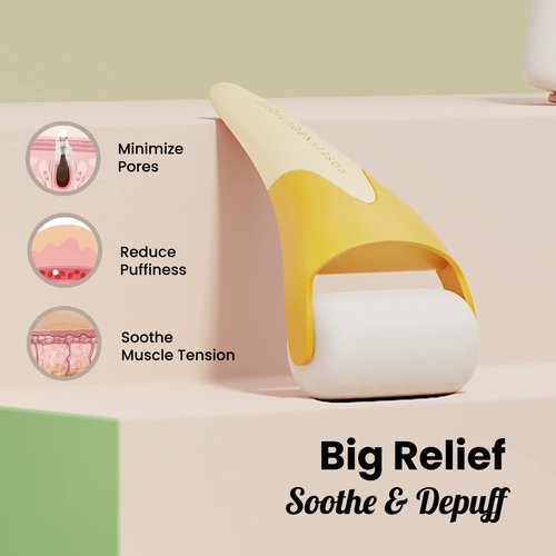 ROSELYNBOUTIQUE Ice Roller for Face Wrinkles Fine Lines Puffiness Stick Massager Facial Skin Care Tools Self Care Gifts for Men Women (Yellow)