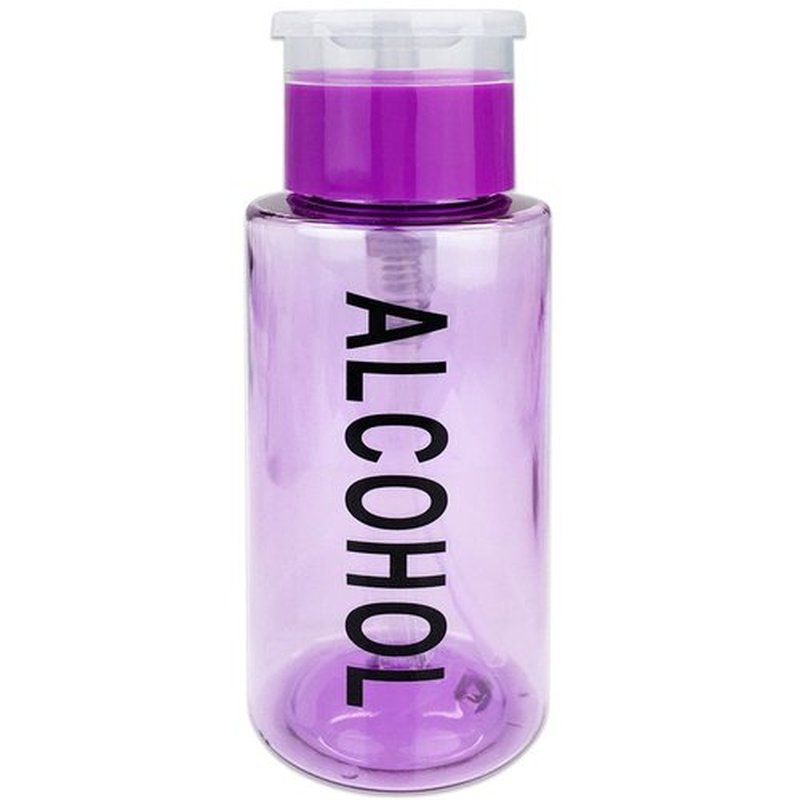 7oz Purple Push Down Pump Dispenser Empty Refillerble Bottle with Flip Top Cap - for Nail Polish, Travel, Cosmetics Packaging