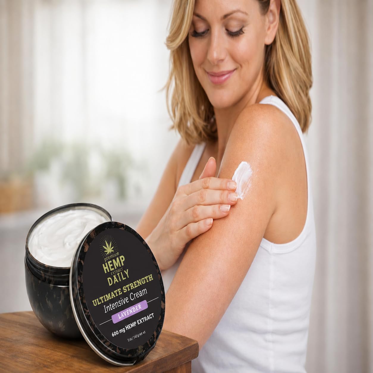 Earthly Body Premium Hemp Extract Daily Ultimate Cream - Menthol, Argan, Jojoba, Rosehips - Lightweight, Fast-Absorbing Moisturizing Topical Lotion with Essential Oils - Lavender, Single 5oz