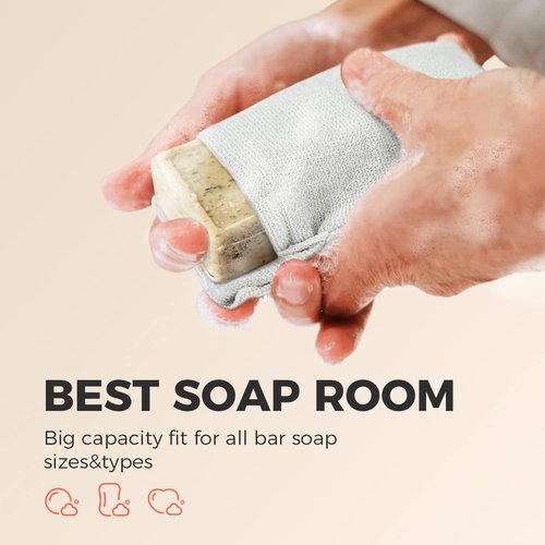 ZOMCHI 2 Pieces Different Roughness Soap Pouch and Soap Saver Pocket for Use in Shower, Body Scrubber Shower Sponge, Premium Exfoliating Soap Bag