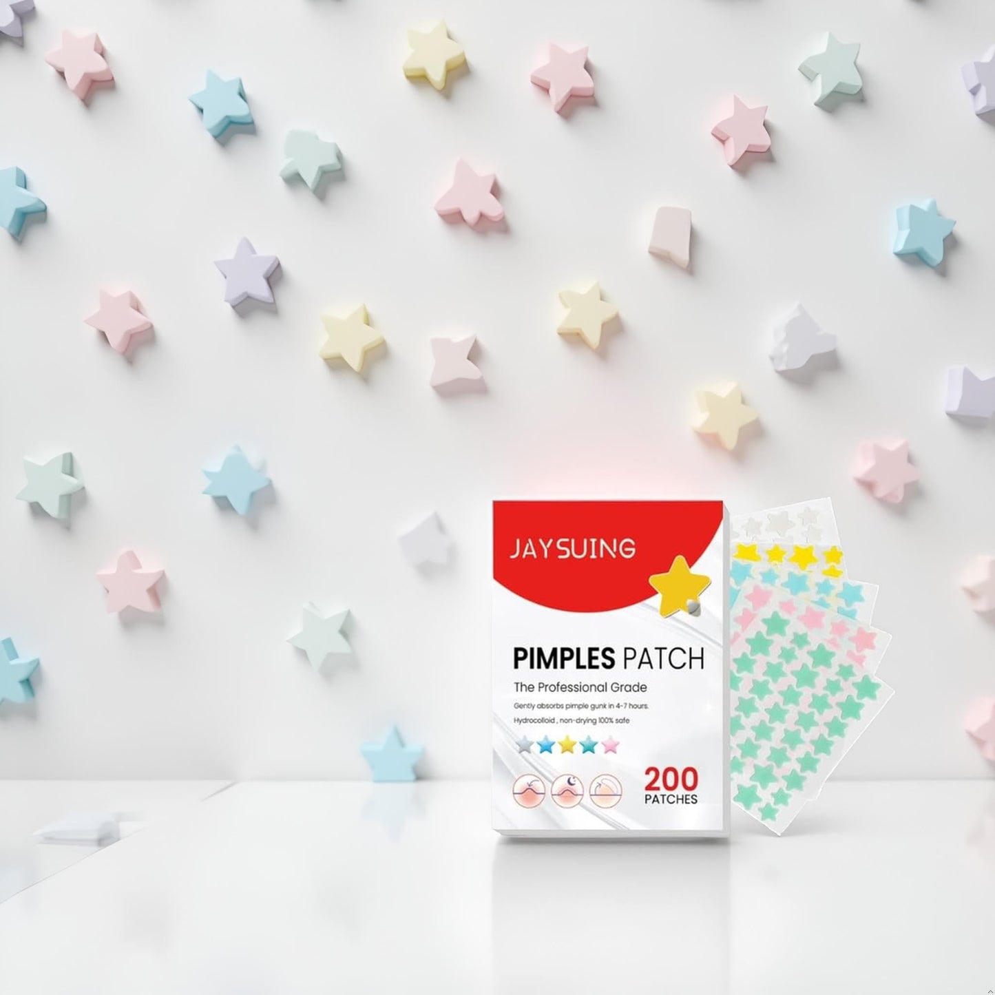 Jowxsx 1 Pack 200 Patches Pimple Patches Star Shaped Hydrocolloid Acne Patches Absorbing Patch Spot Cover Stickers for Face Skin Care Pore Cleansing Strips Treatments and Masks