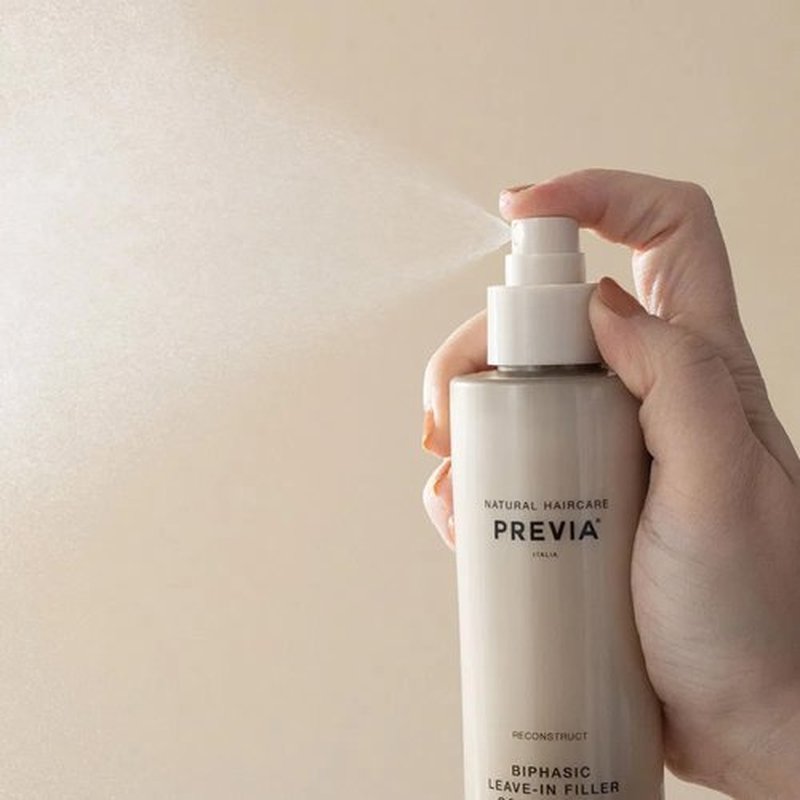 PREVIA Hydrating Leave-in Conditioner Spray with White Truffle Extract - Reconstructive Biphasic Detangling Treatment for Damaged, Dry, and Brittle Hair - Tames Frizz & Controls Static 3.3 Floz