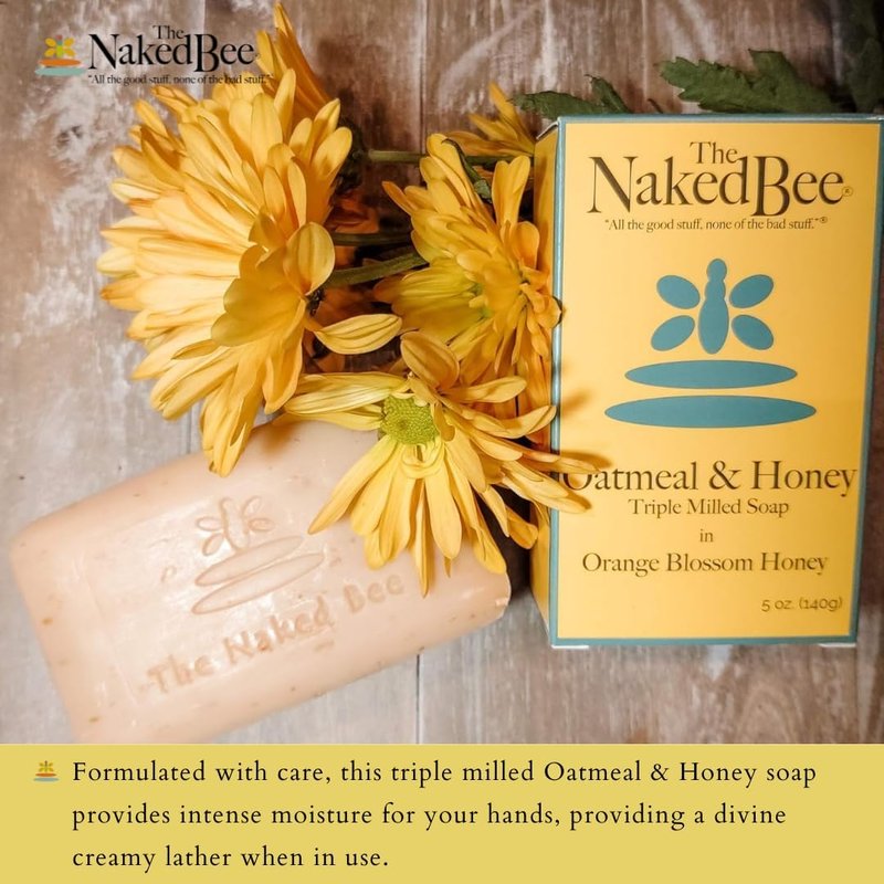 Naked Bee Oatmeal & Honey Soap - Triple Milled, 5 Ounce | 3 Pack, Orange Blossom Honey
