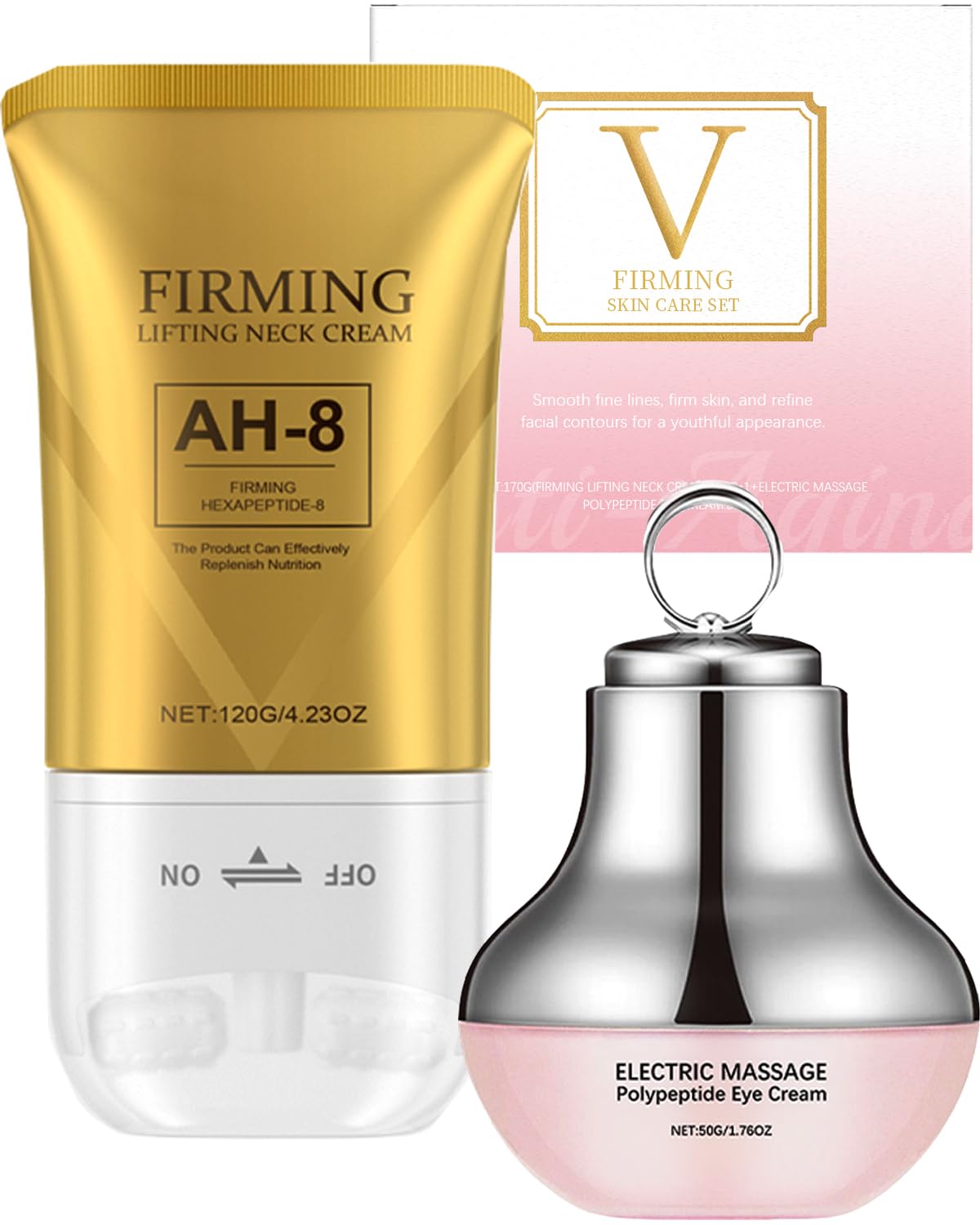 Nascence AH-8 Neck and Eye Cream Set with Electric Massage Tightening, Anti-Wrinkle Treatment with Red Light, Deep Moisturizer Bundle Care (neck and eye cream)