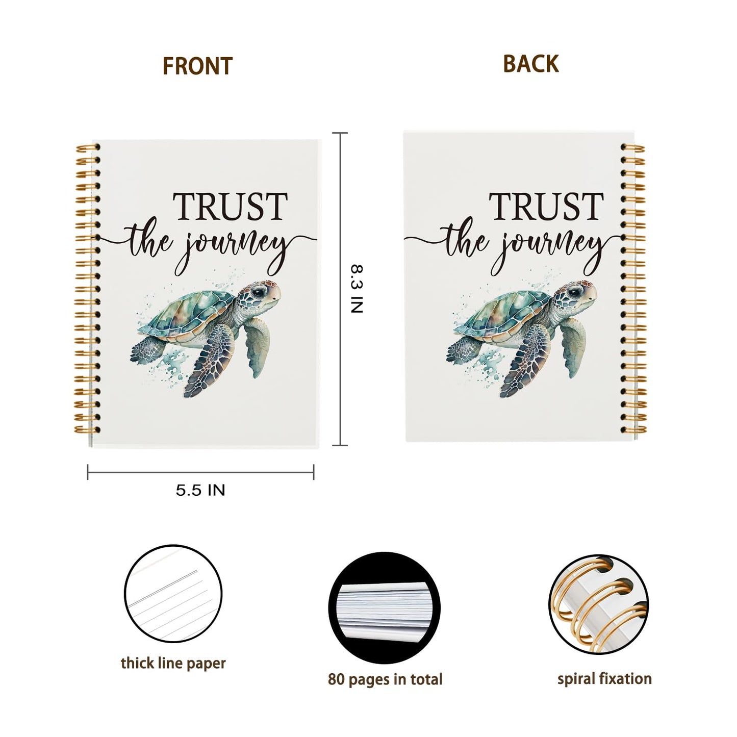 OXW Turtle Gifts Cute Notebook Journal, Gifts for Women Sea Turtle Lovers, Cute Beach Animal Lover Notebook Journal for Women Teen Girls Kids(5.5'' X 8.3'')