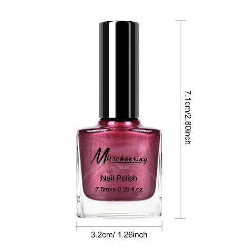 KYDA Burgundy Red Metallic Nail Polish, Bright Metal Mirror Nail Polish, Lasting High Shine Finish Nail Art Polish, Gorgeous Reflective Manicure Nail Lacquers, 0.26 fl oz, #07