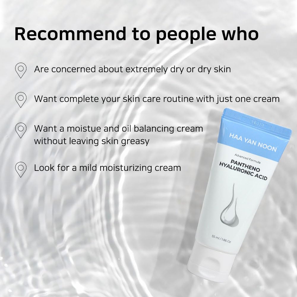 HAA YAN NOON Pantheno Hyaluronic Acid Rich Cream 1.86 Oz / 55ml, with Hyaluronic Acid,Panthenol, Centella & Deep moisturizing, Skin Barrier, Korean Skincare