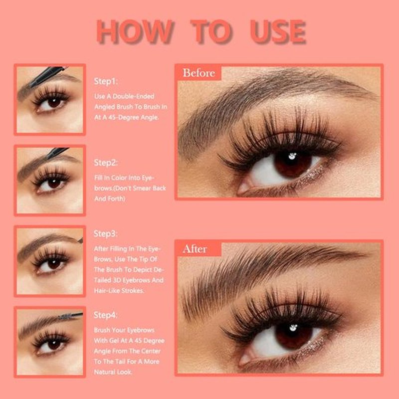 Aaiffey 2-in-1 Magic Eyebrow Pencil,Microblading 4-Fork Tip Liquid Eyebrow Pen with Eyebrow Brush Gel Waterproof Eyebrow Pencil Create Natural Hair-Like Brows Long-Lasting (04# Black)