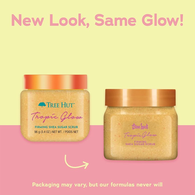 Tree Hut Mini Tropic Glow Shea Sugar Scrub - Exfoliating & Hydrating Body Scrub for Smooth Skin | Vegan, 3.4 oz