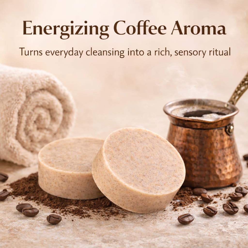 PARK & OZ Natural Coffee Soap with Real Turkish Coffee | Exfoliating Body & Face Bar | Stimulates Circulation & Energizing Coffee Aroma | Handmade Skincare (Coff, 2)