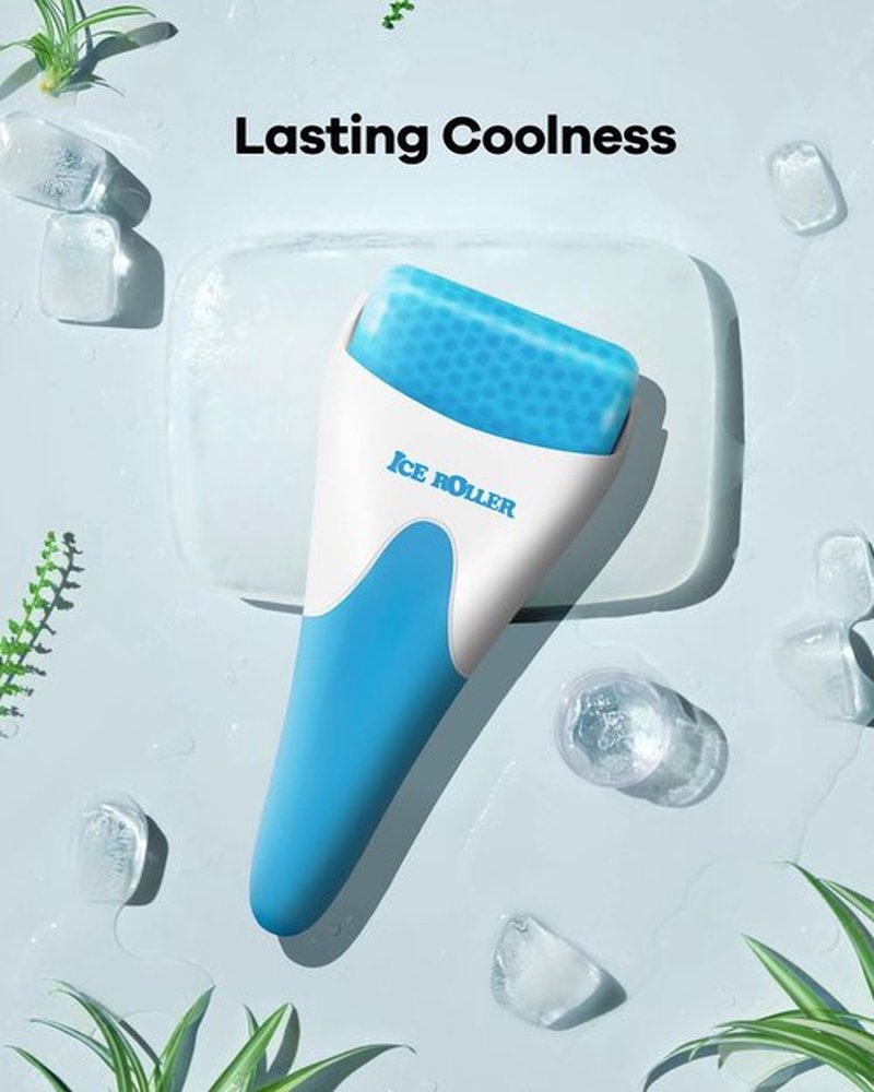 BearKig Ice Roller, Ice Roller for Face, Ice Face Roller, Cold Facial Ice Roller Massager for Eye Puffiness, Women's Gifts, Migraine, TMJ Pain Relief & Minor Injuries, Skin Care Products (Blue)