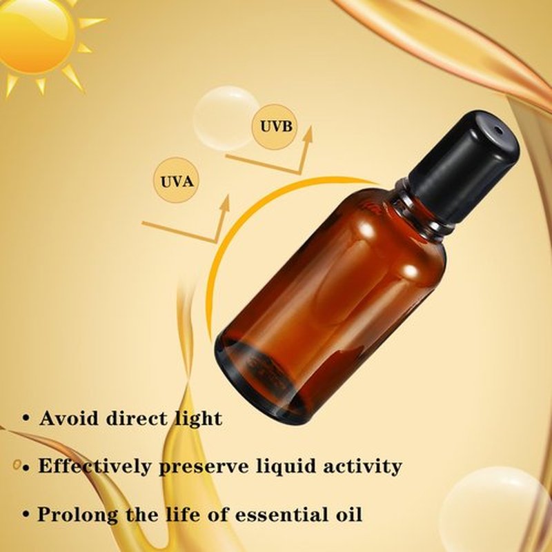 HEYLEAYAR 30ML Roller Bottles for Essential Oil, 4 Pack Empty Amber Glass Roller Bottles for Perfume Oil, Roll on Bottles with Stainless Steel Roller Balls, Opener, Funnel and Dropper