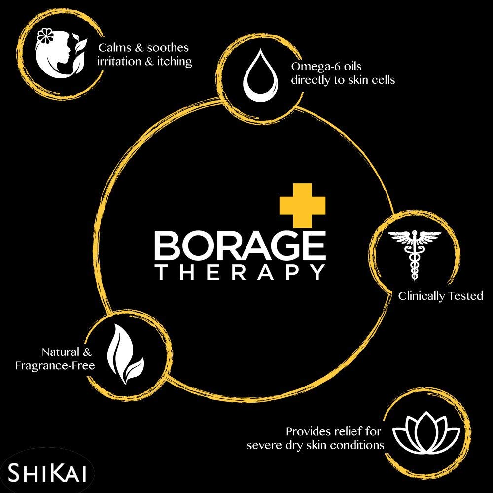 ShiKai Borage Therapy Dry Skin Lotion Body Moisturizer (16 oz) Unscented Skincare | Hydrating Lotion for Dry Hands & Body | With Oatmeal & Shea Butter
