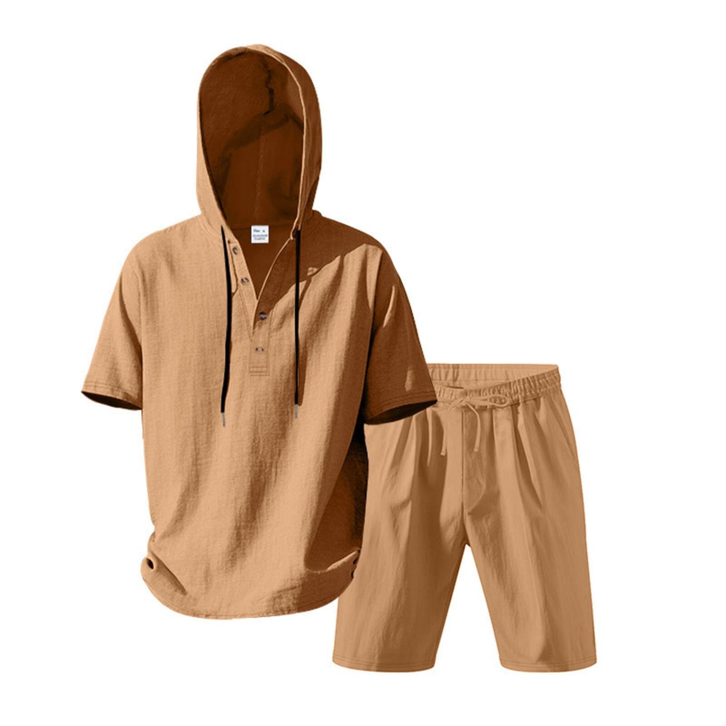 Zaswen Mens Summer 2 Piece Drawstring Short Sleeve Hoodies and Casual Shorts Set Solid Color Loose Fit Vacation Set 2025 Color01 XL