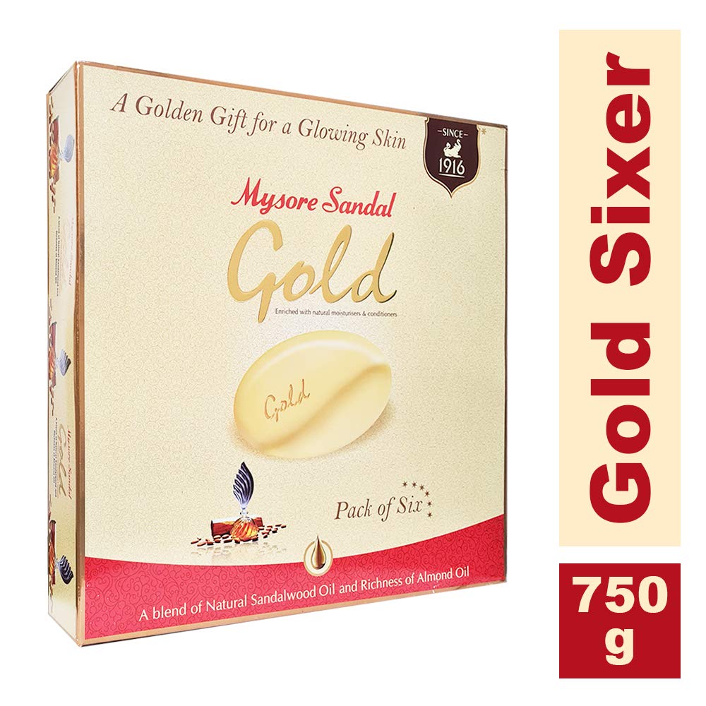Mysore Sandal Gold Soap, 125 Grams Per Unit (Pack of 6)