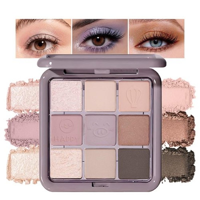 JUAAZIN Purple Eyeshadow Palette Natural Matte Shimmer Glitter 9 Colors, Purple With Lavender Taupe Neutral Eyeshadow Palette, Velvety Matte Finish Long Lasting Waterproof Professional Makeup 02#