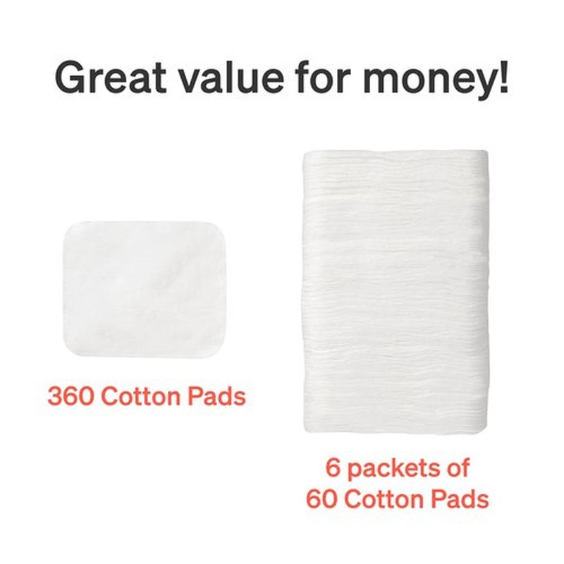 Love Noobs Baby Cotton Pads for Diaper Change, 360 Count, Ultra Soft 100% Organic Extra Large Cotton Pads for Baby Sensitive Skin, Lint-Free Premium Jumbo Size Cotton Pads, 100% Cotton Squares