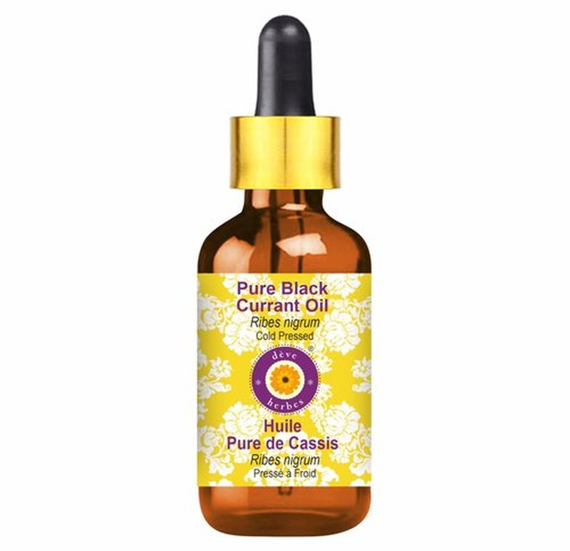 Deve Herbes Pure Black Currant Oil (Ribes nigrum) with Glass Dropper Cold Pressed 15ml (0.50 oz)