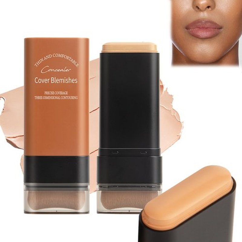 Korea Flawless Eraser Foundation Stick,Cooklesa Hydrating Lightweight Foundation Stick with Brush,Multiuse Foundation Stick Makeup Lightweight,Foundation Stick Makeup Built-In Foundation Brush (#5, 1)