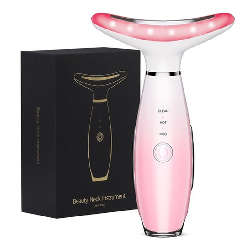Neck Face Massager, 3-in-1 Facial Massager, Face Sculpting Tool with Vibration and Thermal (Pink)