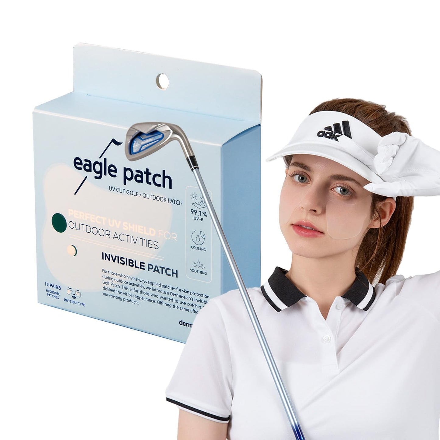 EAGLE PATCH UV Protection Golf Patch (Clear, 12 PCS)- Hydrating Sunscreen Gel Facial Patches for Outdoor Activities, Skin Care Sunblock for Golfers