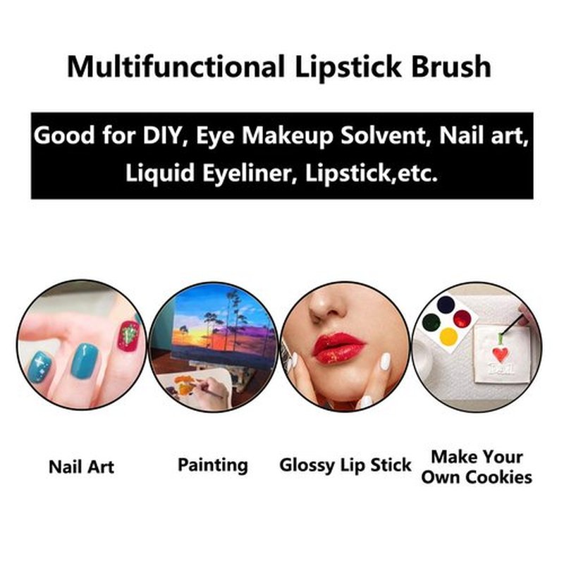 100 Pcs Disposable Makeup Lip Brushes Lipstick gloss brush pyo cookie paint brushes with Soft Brush Head Cosmetic Lip Brush Wands mini paint brushes for cookies (Mix Colors,Pink Green Blue Yellow)