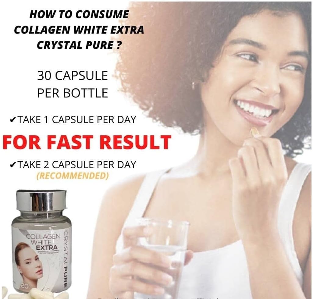 Collagen White Glutathione Supplement - Pure Crystal Formula for Radiant Skin