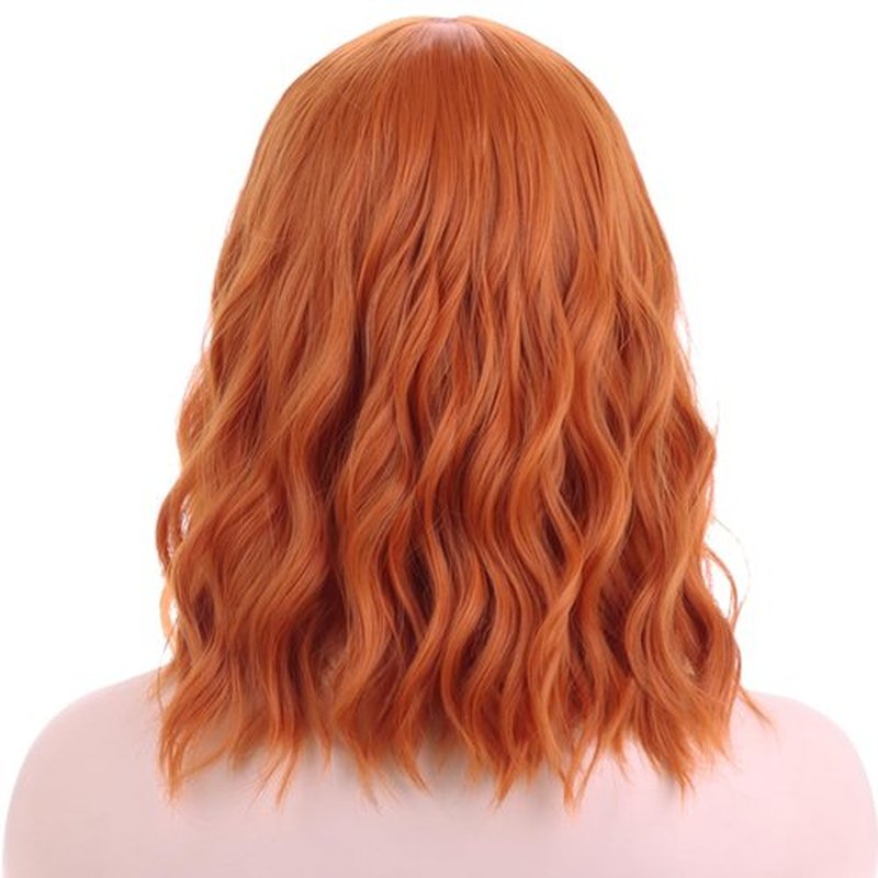 PATTNIUM Dark Orange Wig Short Orange Wig with Bangs Ginger Orange Wig for Women Girls Heat Resistant Synthetic Wig