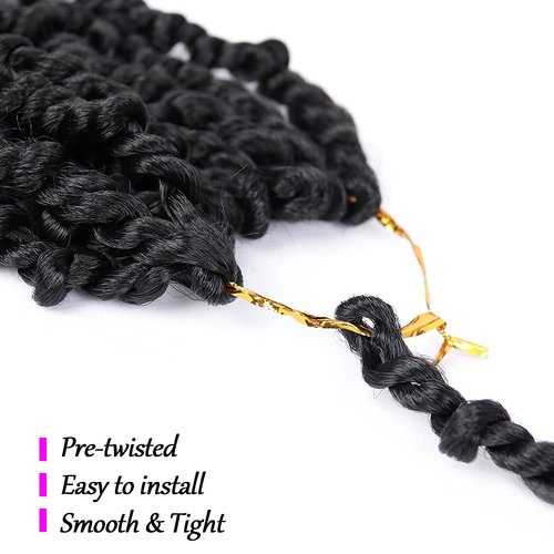 Violet Passion Twist Hair 12 Inch 7 Packs Passion Twist Crochet Hair Pretwisted Bohemian Curl Crochet Braids Synthetic Hair Extensions for Black Women (1B, 12 Inch)