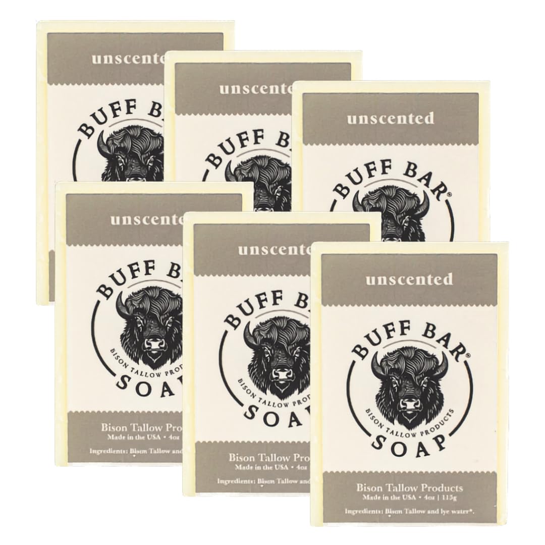 Big Crazy Buffalo Unscented Bison Tallow Buff Soap Bar (6 Pack)