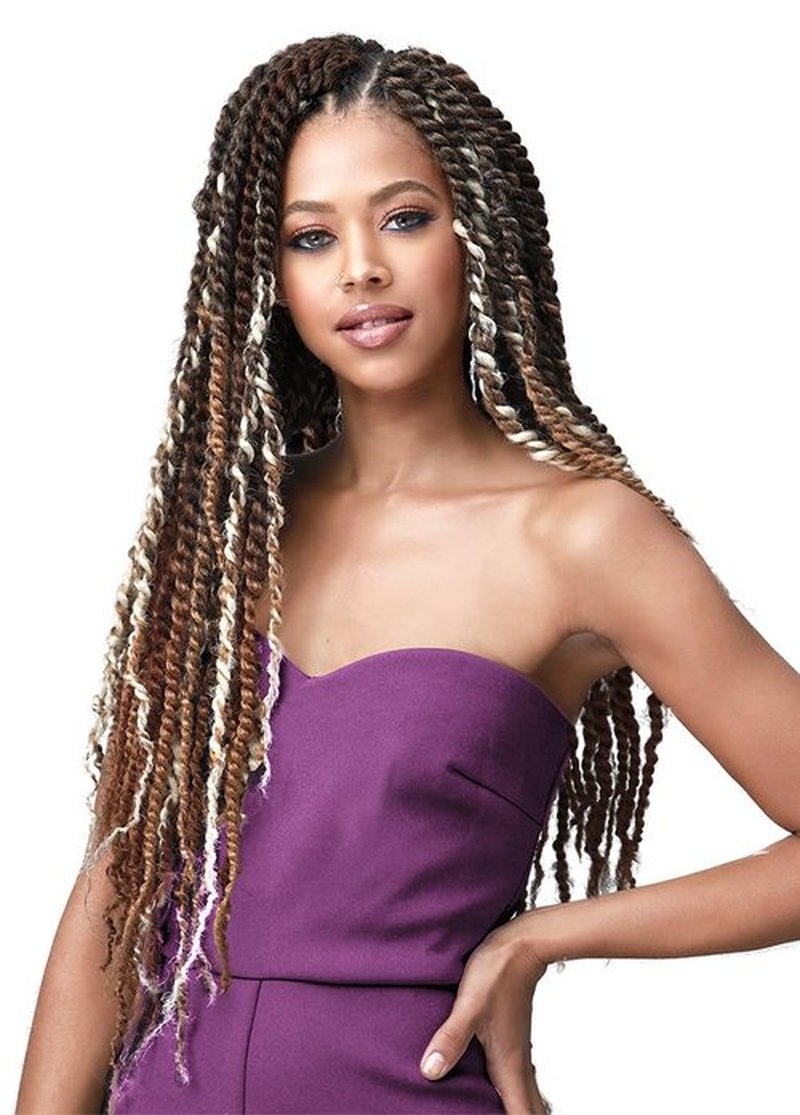 Bobbi Boss Loc and Twist Feather Tip Braid 3X JAMAICA BRAID 24" (1 Pack, PLSVR/GREY)