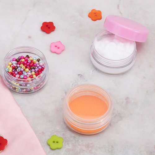 ZEJIA 10 Gram Sample Containers, 20 Count Cosmetic Containers with Lids, Refillable Empty Sample Jars, Small Plastic Containers with Lids (Pink)