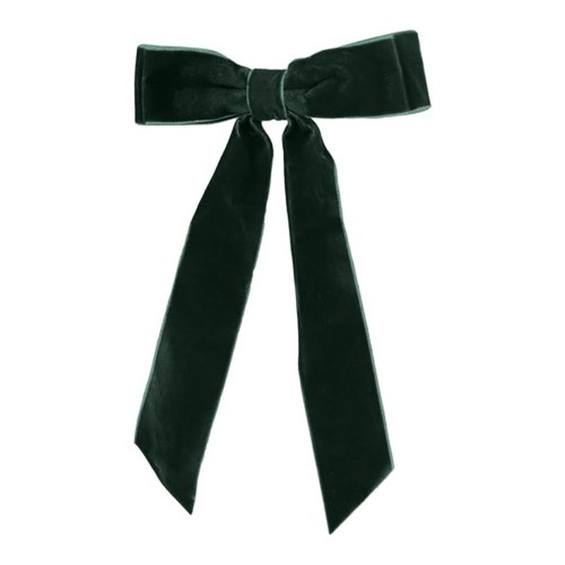 6 inch Hair Bow Velvet Hair Clip with Tails (Hunter Green)